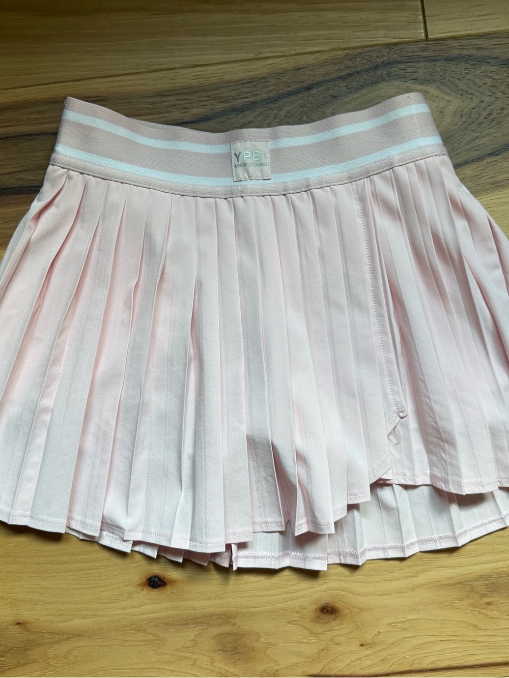 abercrombie kids Light Pink Pleated Skirt with Striped Waistband